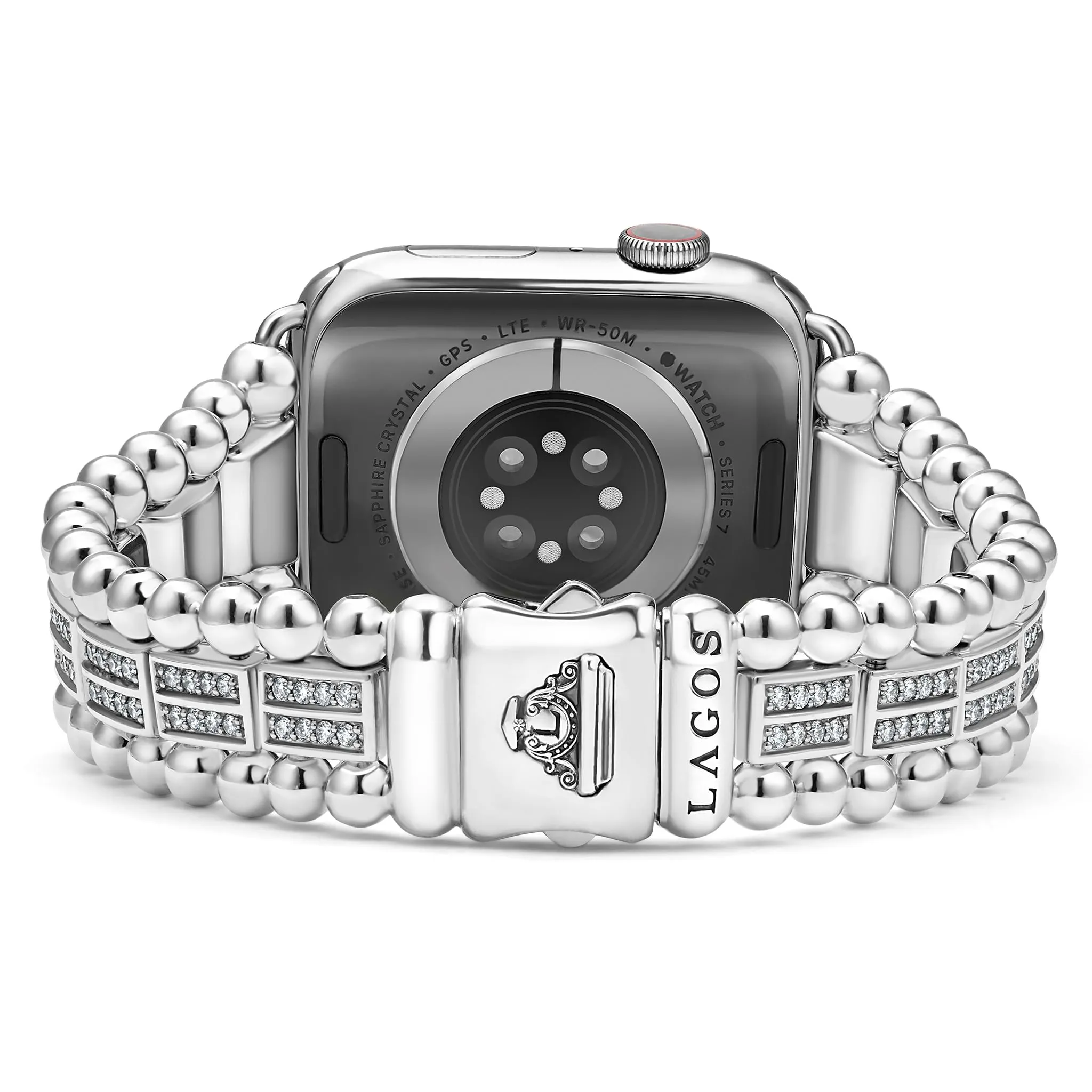 Smart Caviar Sterling Silver Two-Row Diamond Watch Bracelet - 42-49mm