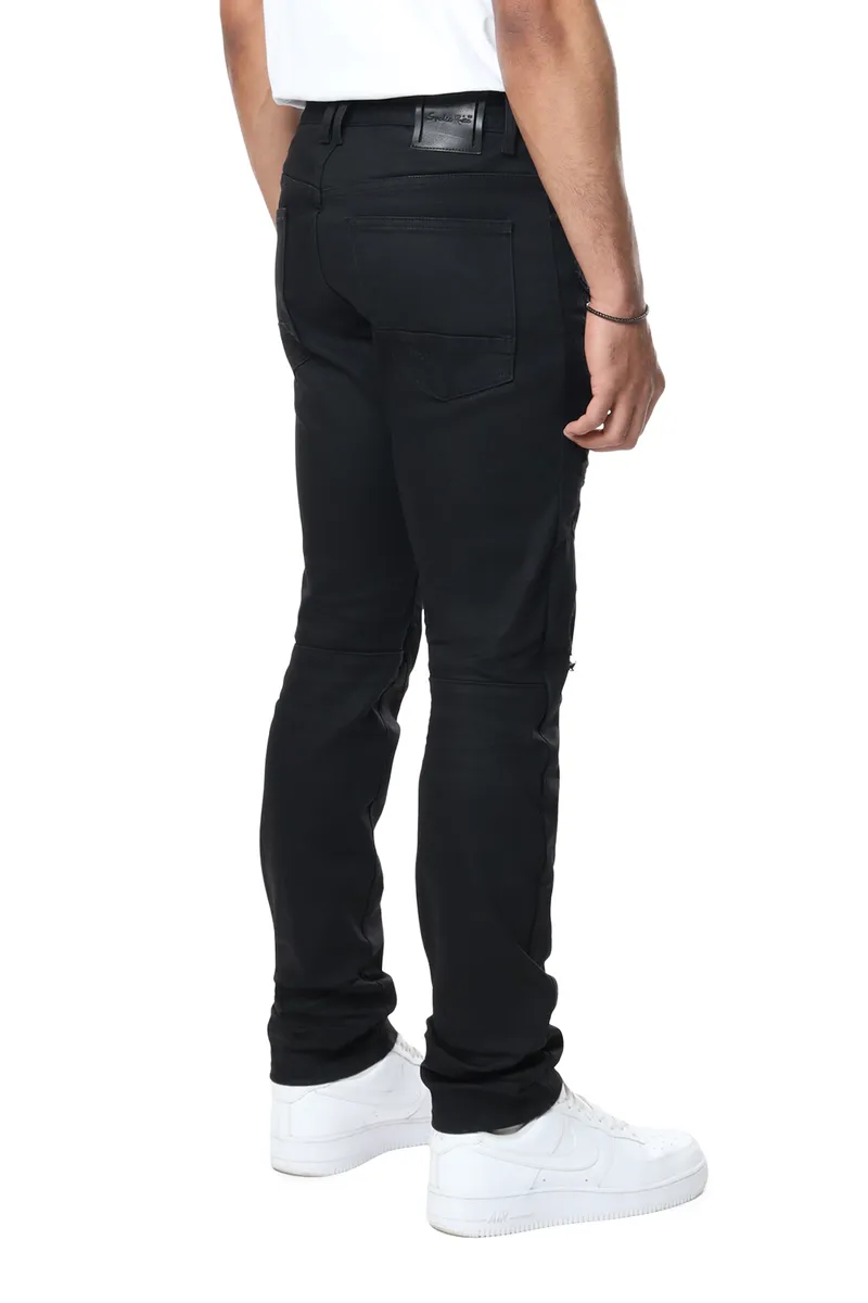 SMOKE RISE SLIM FIT VINTAGE WASHED JEANS JET BLACK