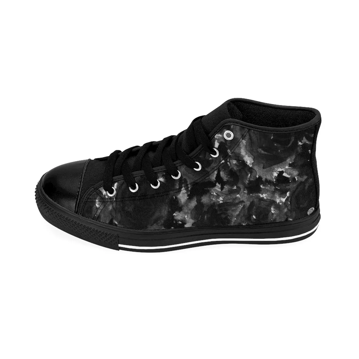 Smoking Rose Floral Men's High Tops, Tattoo Floral Pattern High Top Sneakers (US Size: 6-14)