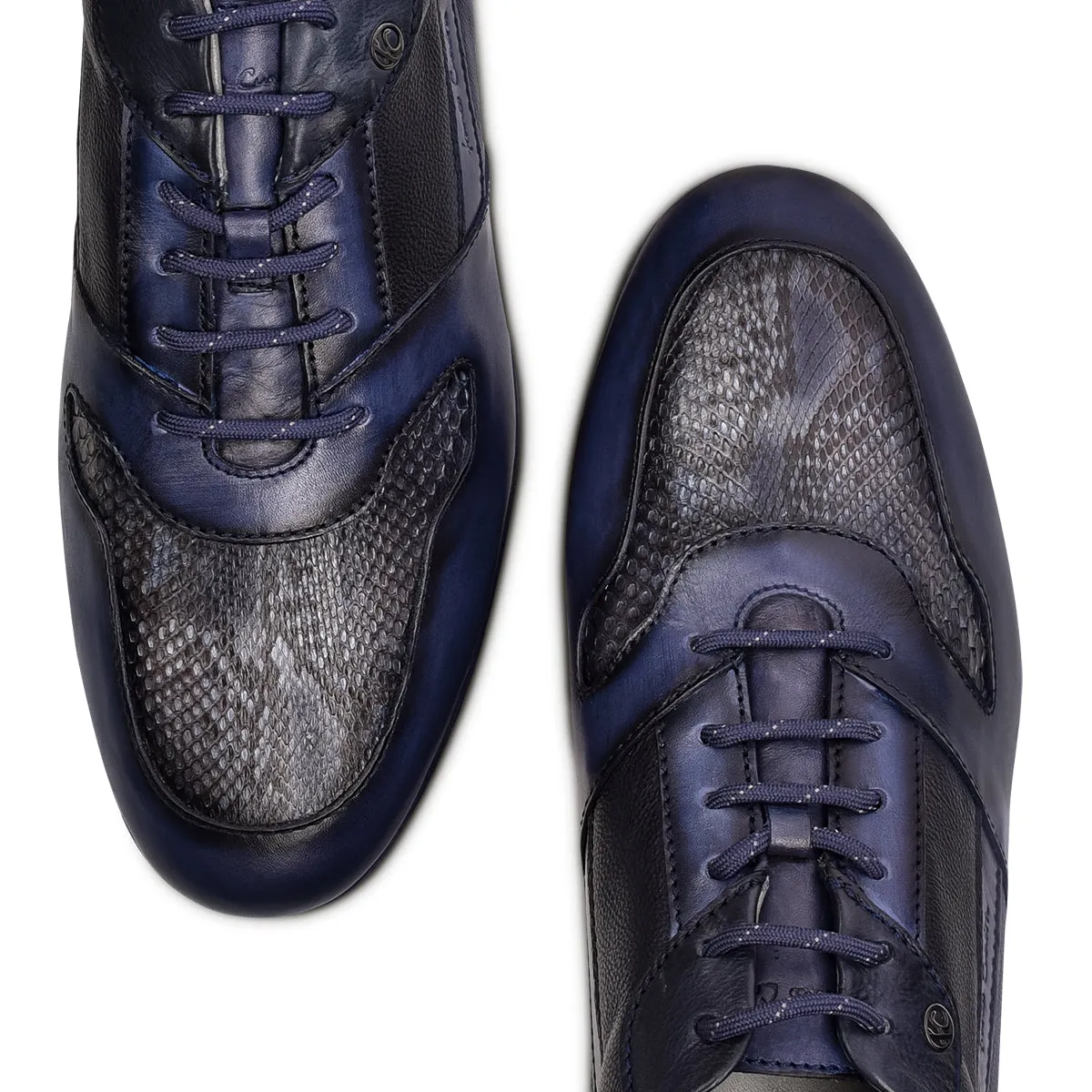 Sneakers blue exotic python leather