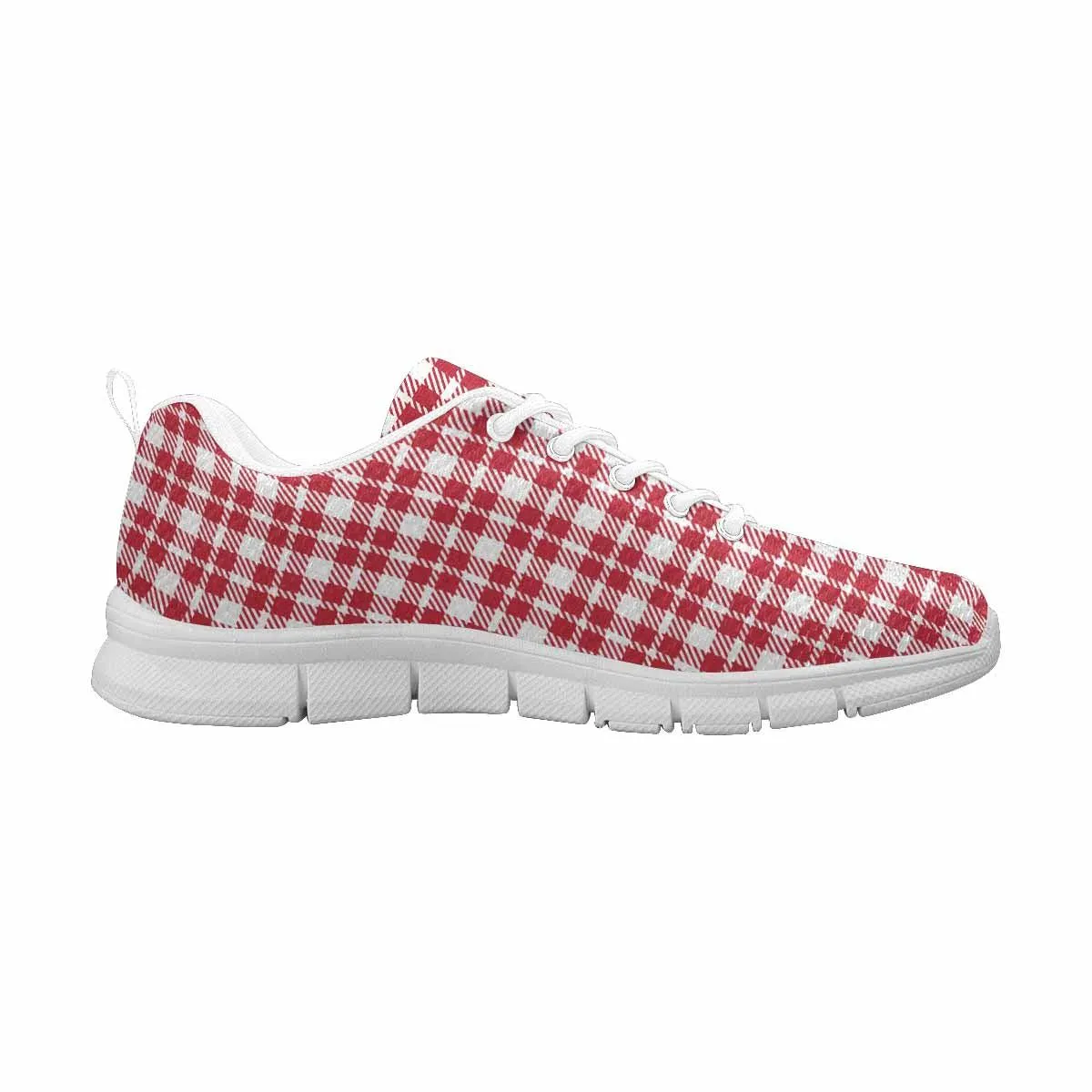 Sneakers For Men,   Buffalo Plaid Red And White - Running Shoes Dg861