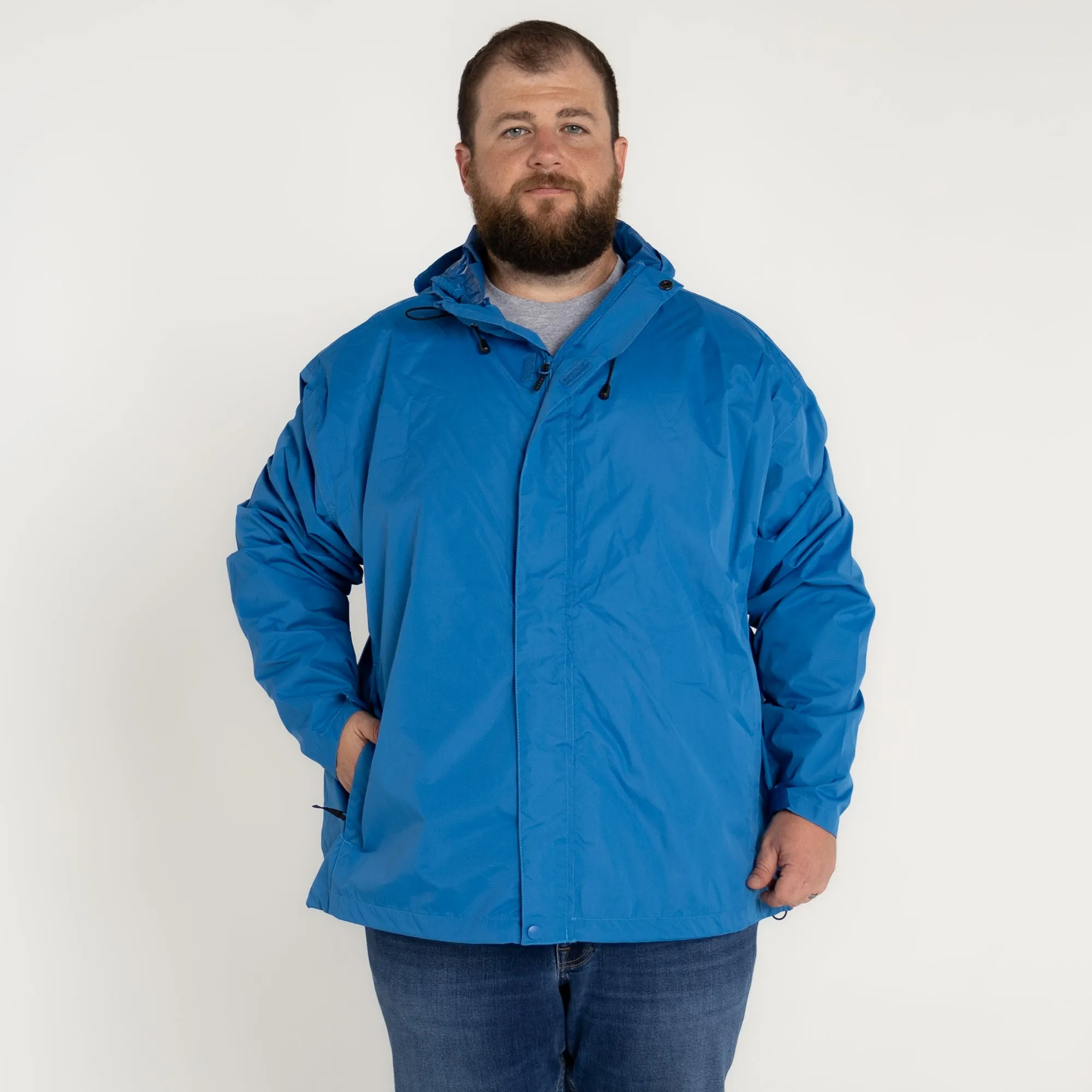 Snow Country Outerwear Mens Packable Hooded Rain Jacket Big Sizes 3XL-7XL Wind Breaker