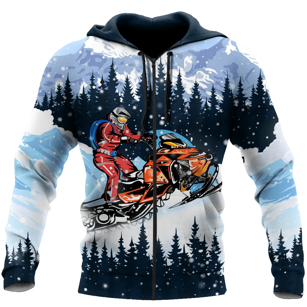 Snowboarding Forest Winter 3D All Printed Sweatshirt Zip Hoodie Christmas Shirt For Men And Women