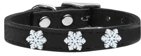 Snowflake Widget Genuine Leather Dog Collar Black 24