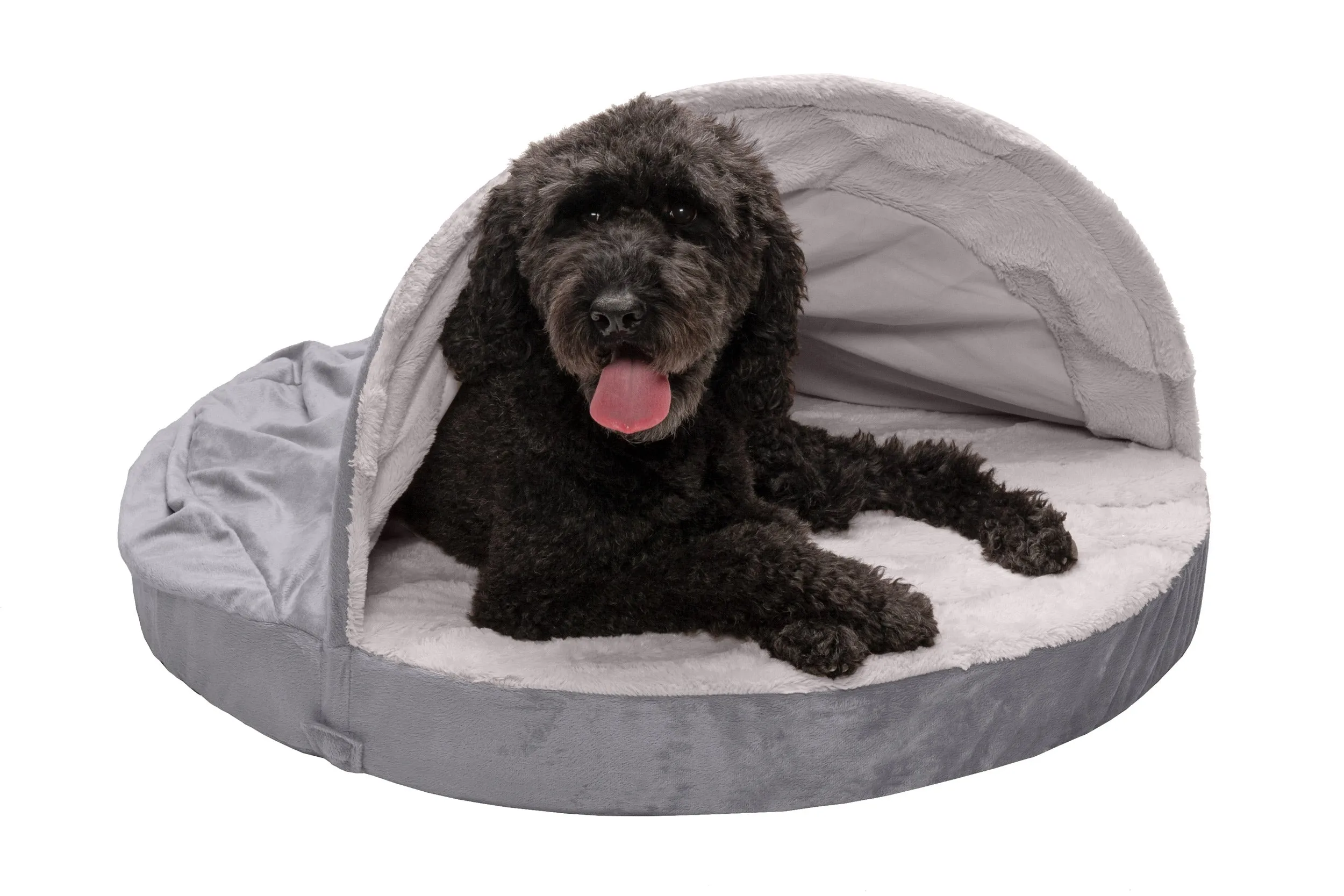 Snuggery Burrow Dog Bed - Wave Fur & Velvet