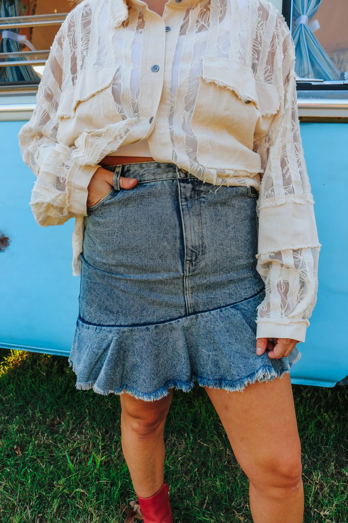 So Loved Washed Denim Skirt