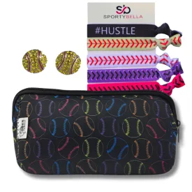 Softball Hustle Cosmetic Bag Gift Bundle