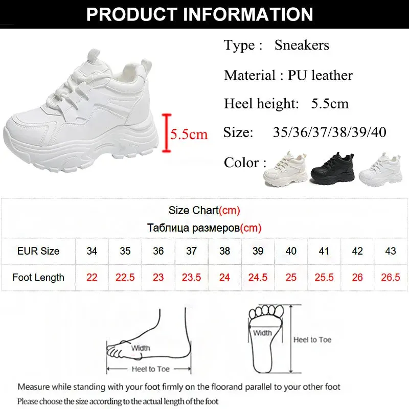 Sohiwoo White Platform Women's Sneakers 2024 Lace-Up Thick Bottom Vulcanize Shoes Woman Solid Color Casual Non-Slip Sport Shoes Ladies