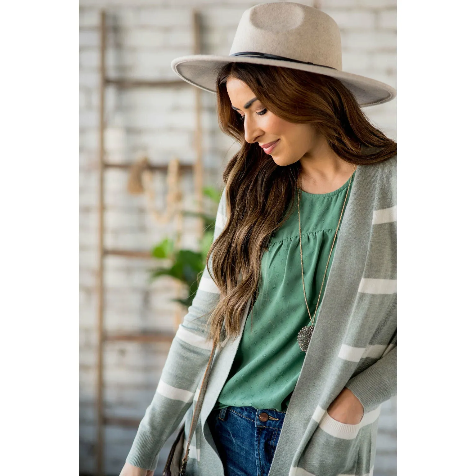 Solid Trim Stripe Cardigan