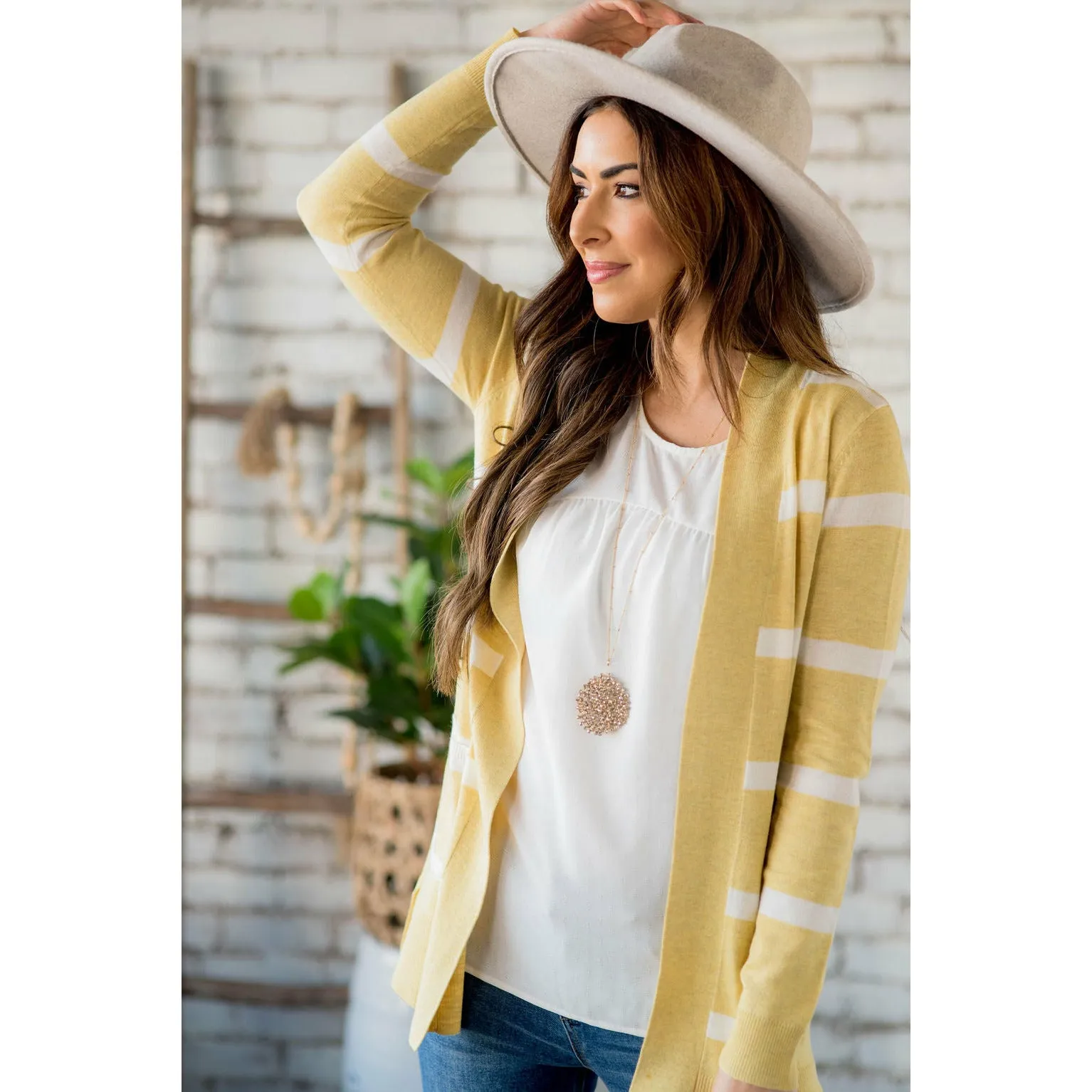 Solid Trim Stripe Cardigan