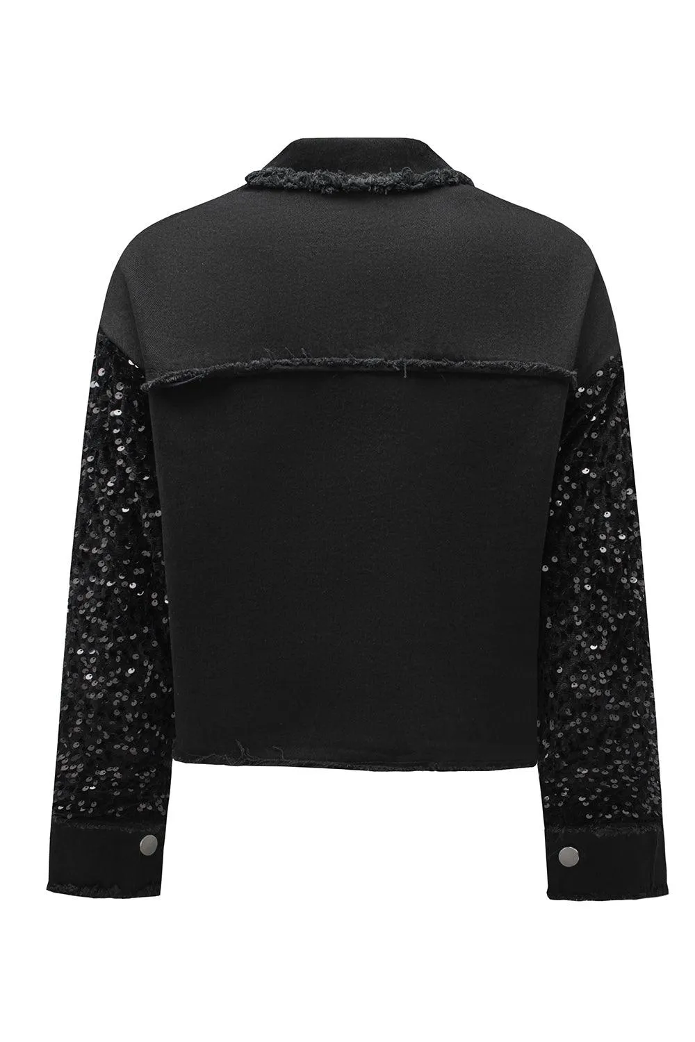 Sparkle Black Sequin Denim Jacket