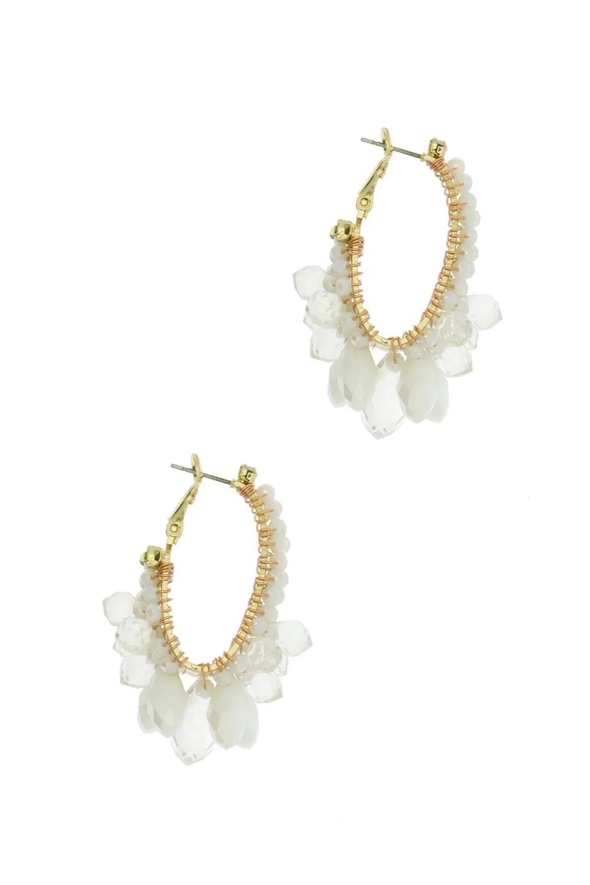 Sparkling Beaded Crystal Hoop Earrings