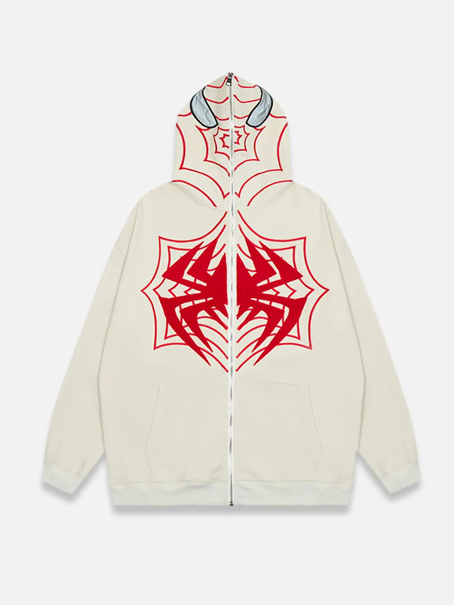 SPIDER-WEB ZIP-UP HOODIE