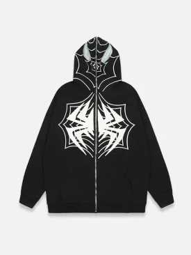 SPIDER-WEB ZIP-UP HOODIE