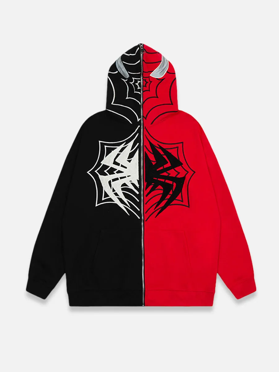 SPIDER-WEB ZIP-UP HOODIE