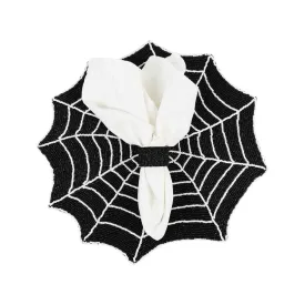 Spiderweb Halloween Bead Placemat in Black, Set of 2