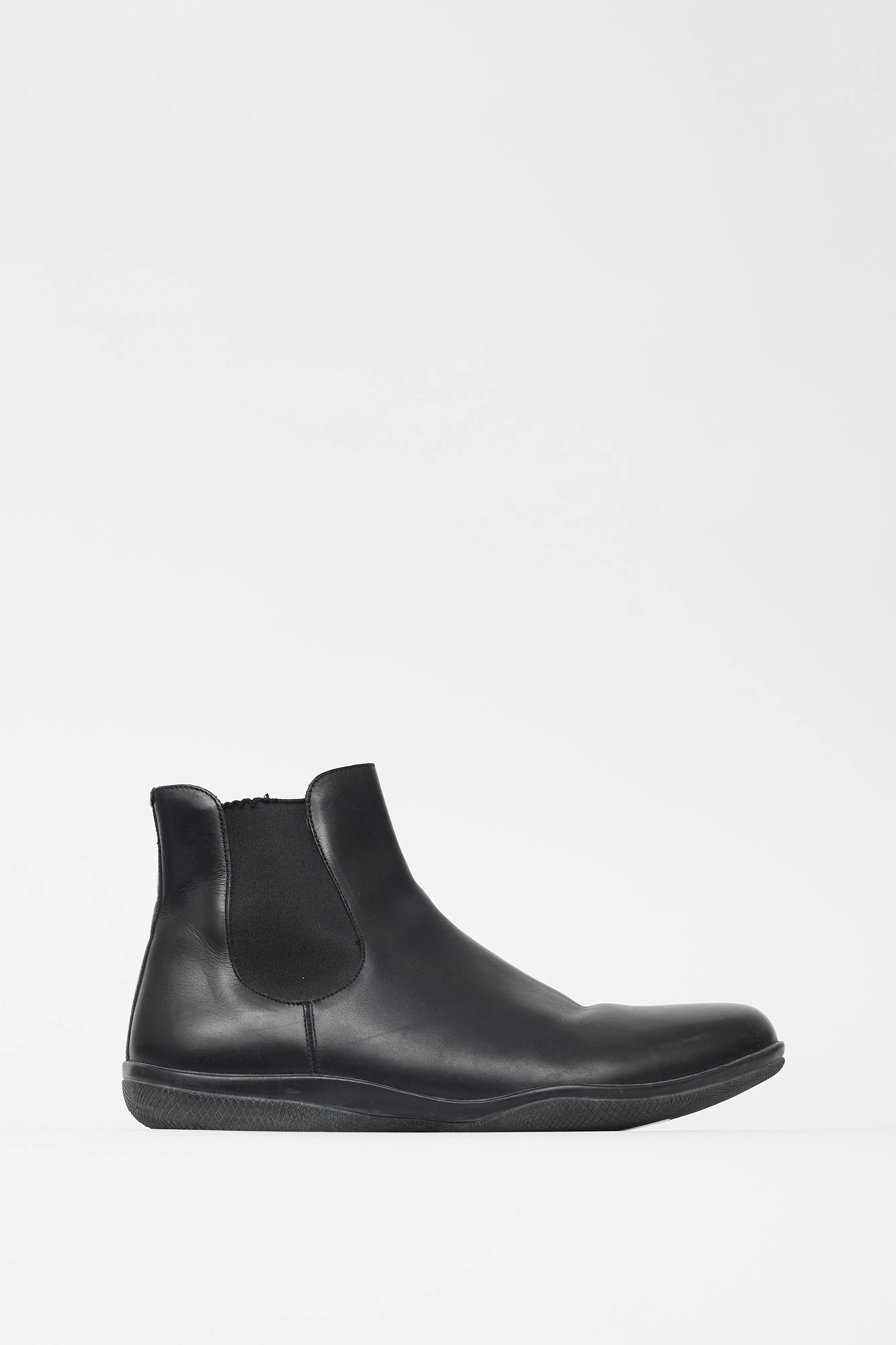 Sport Black Leather Rubber Sole Chelsea Boot