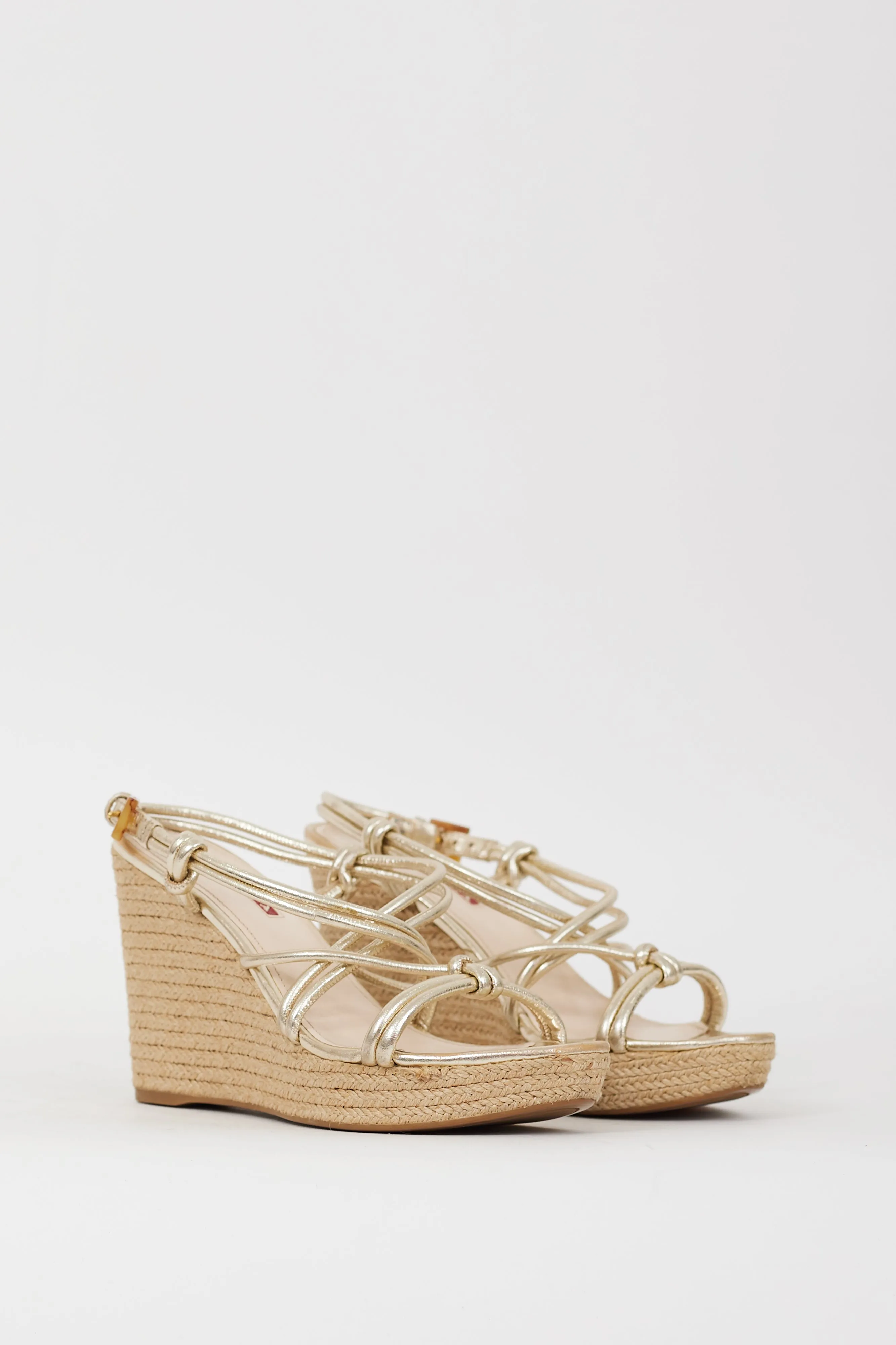 Sport Gold Leather & Espadrille Wedge Sandal