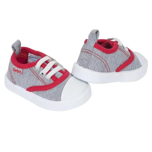 Sporty Baby Boys’ Lace Up Red and Gray Canvas Shoe