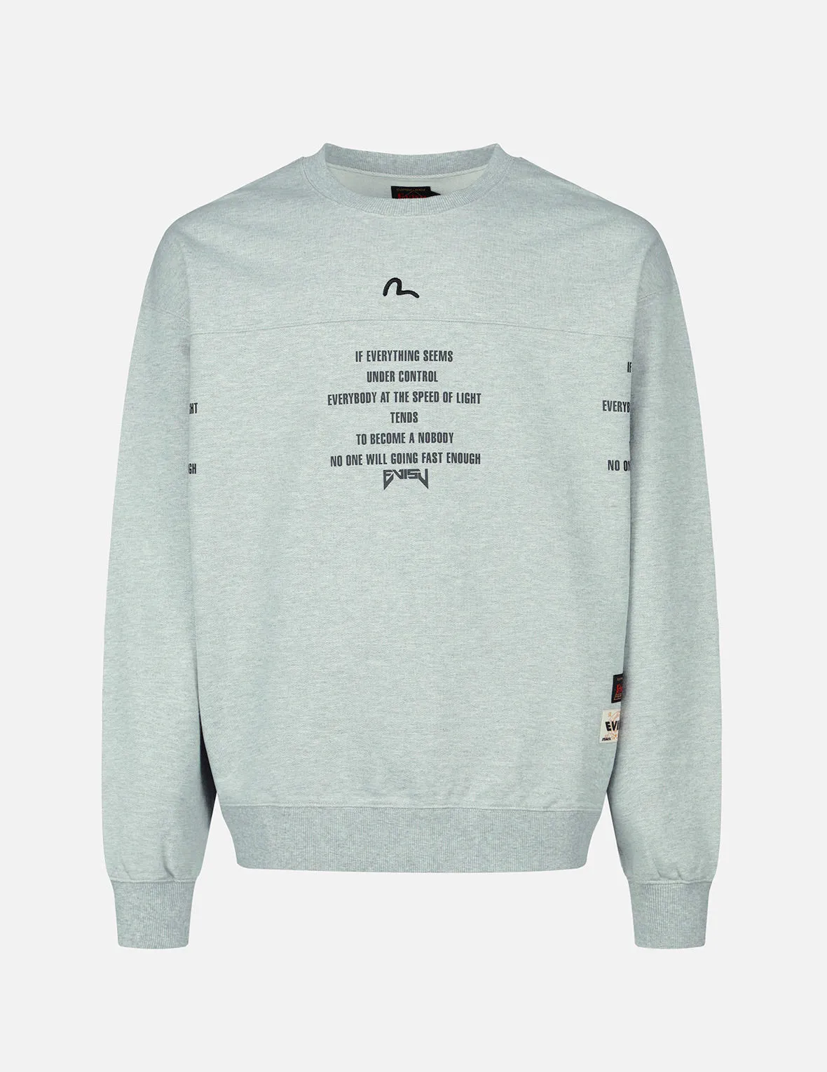 Spray-effect Godhead Print Sweatshirt with Seagull Embroidery