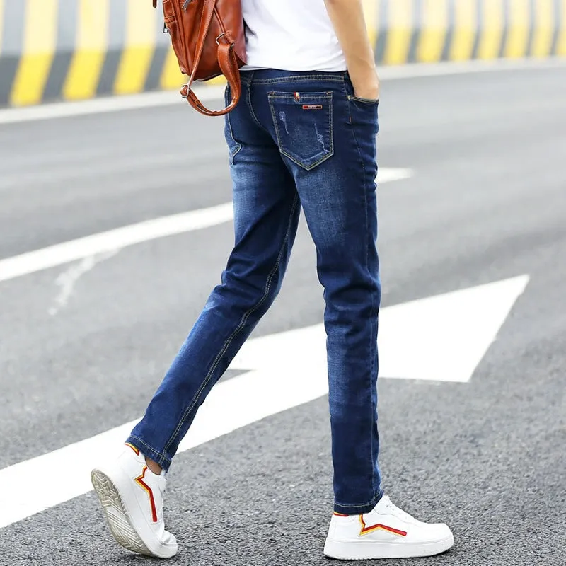 Spring Jeans Male Slim-fitting Ankle-tied