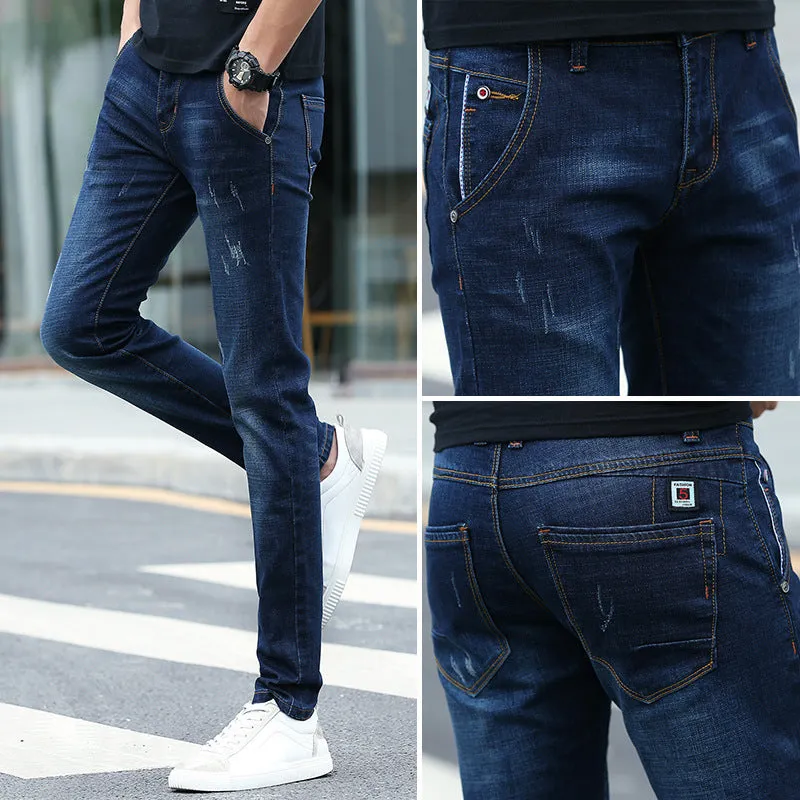 Spring Jeans Male Slim-fitting Ankle-tied