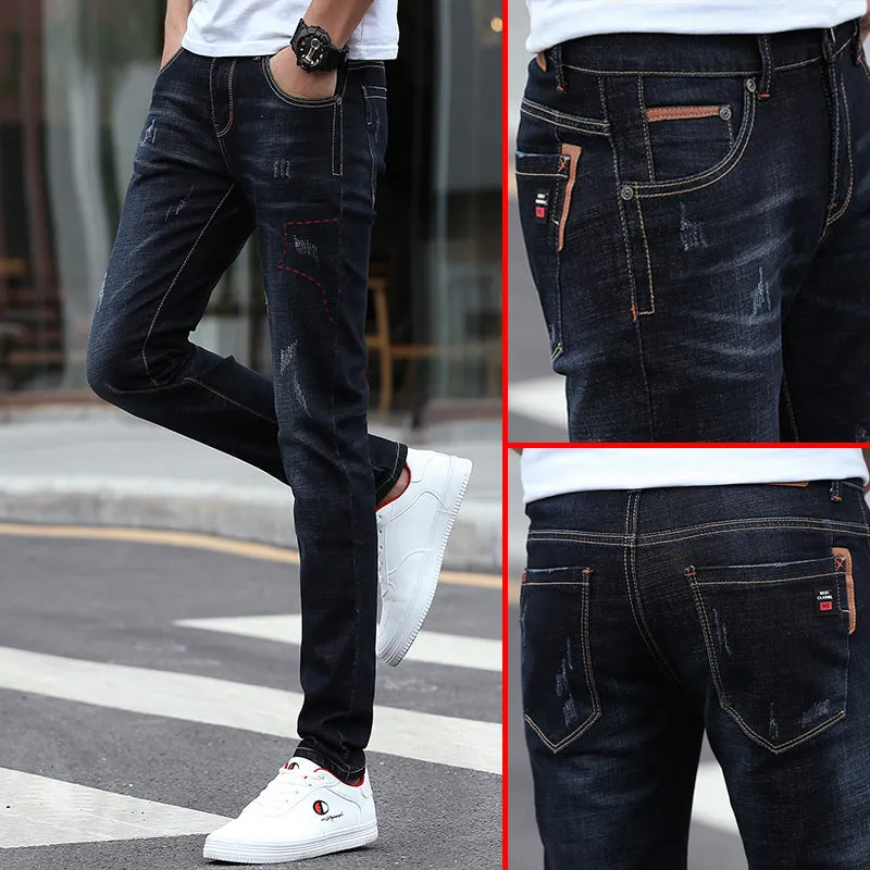 Spring Jeans Male Slim-fitting Ankle-tied