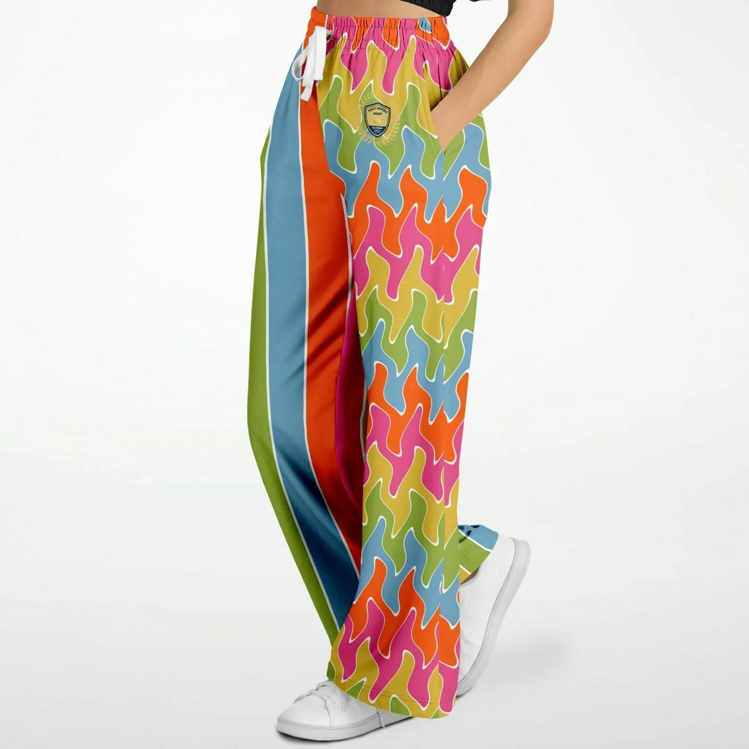 Spring Rain Rugby Stripe Eco-Poly Wide Leg Pants