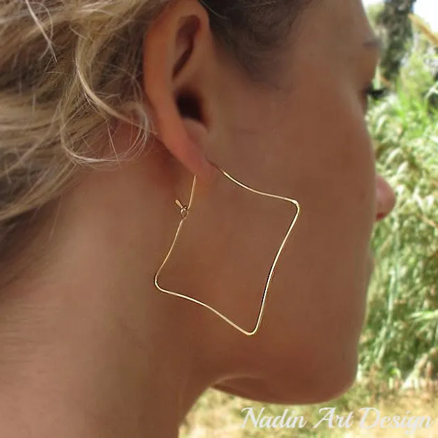 Square Gold Hoop Earrings