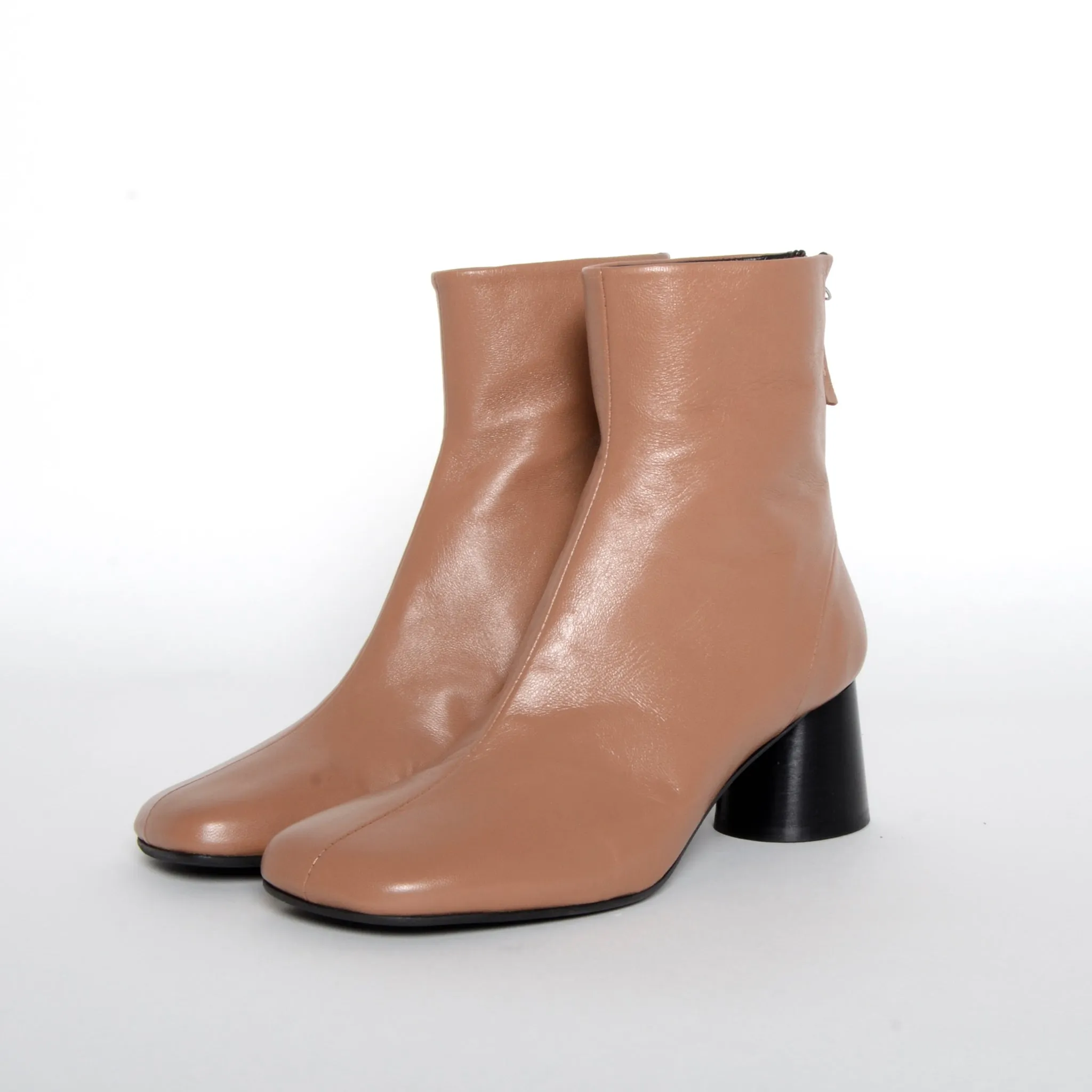 Square Toe Ankle Boots on Pillar Heel