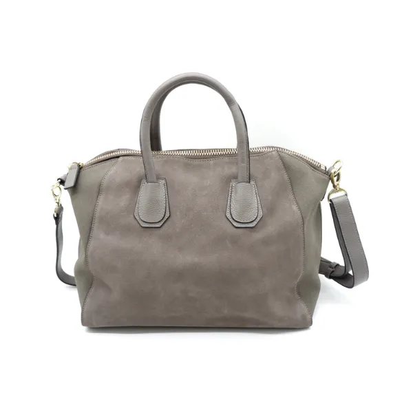 ST IVES - Grey Genuine Suede Leather Handbag Clearance