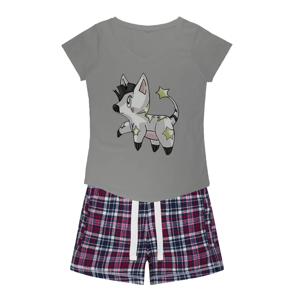 Stalze Women's Sleepy Tee and Flannel Short