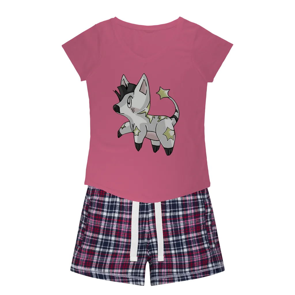 Stalze Women's Sleepy Tee and Flannel Short