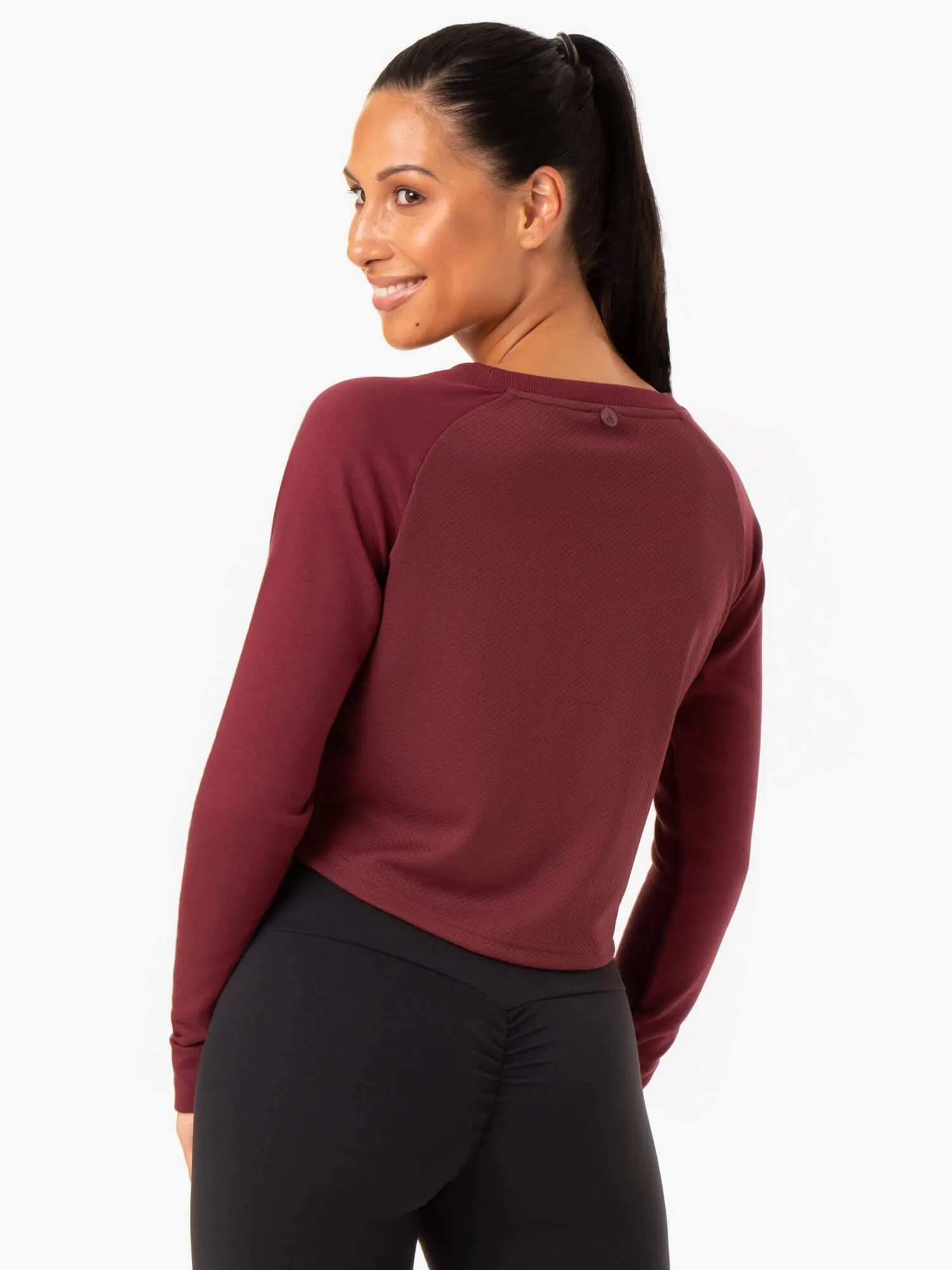 Staples Cropped Sweater - Burgundy