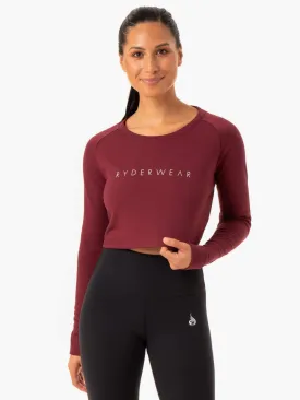 Staples Cropped Sweater - Burgundy