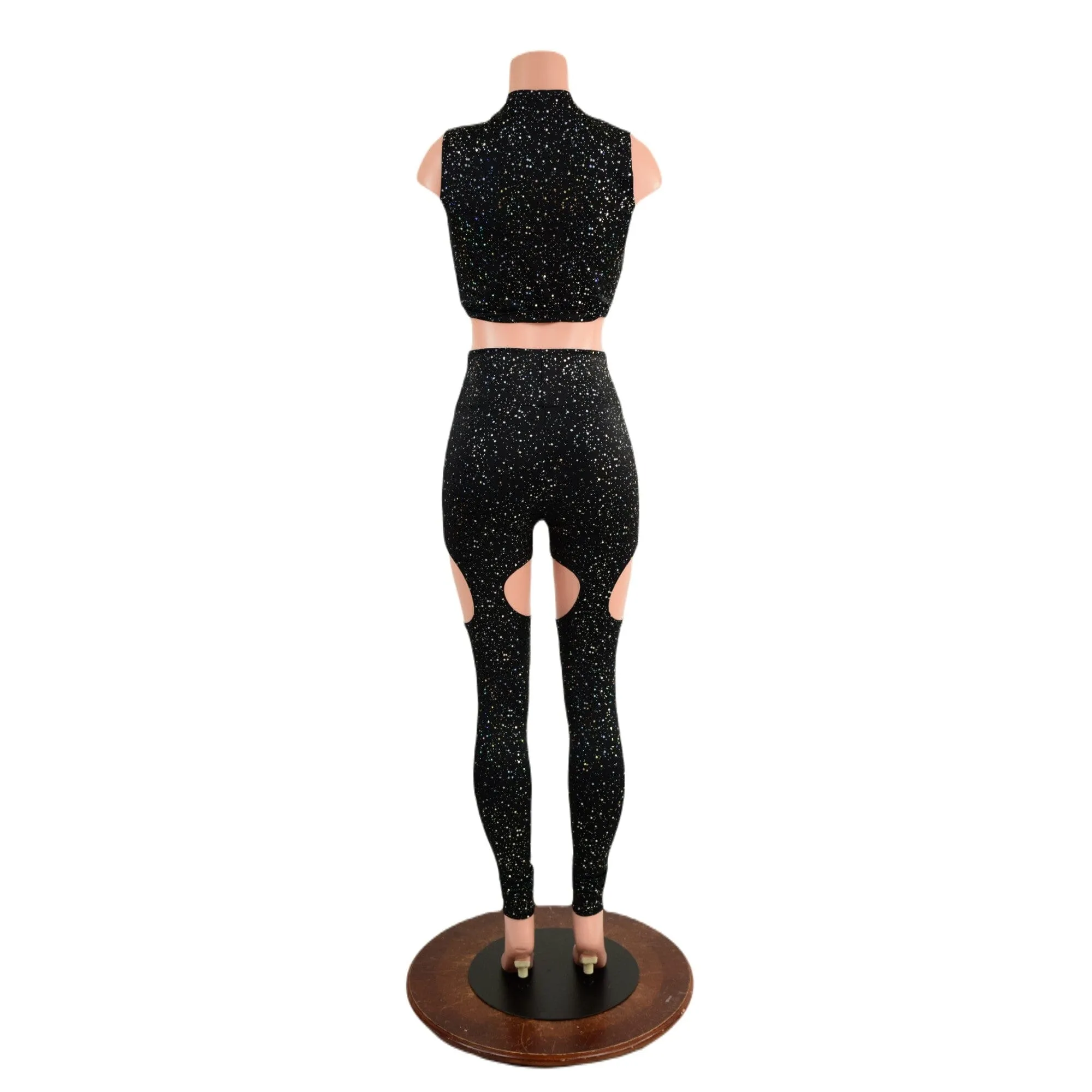 Star Noir Garter Style Leggings and Keyhole Top Set