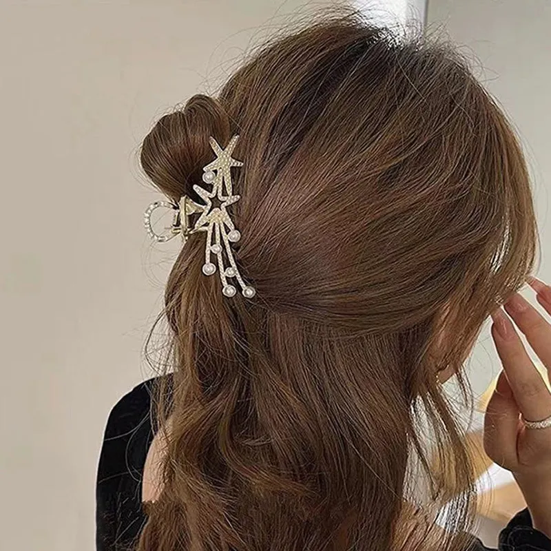 Starfish Diamond Pearl Hair Clip