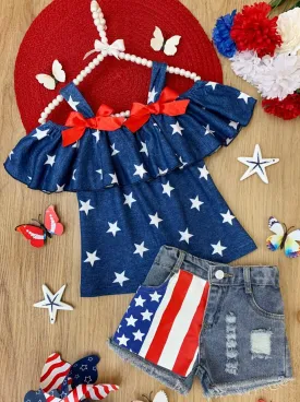 Starry Americana Top and Denim Short Set