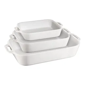 STAUB Ceramic Ovenware set, 3 Piece | rectangular | white