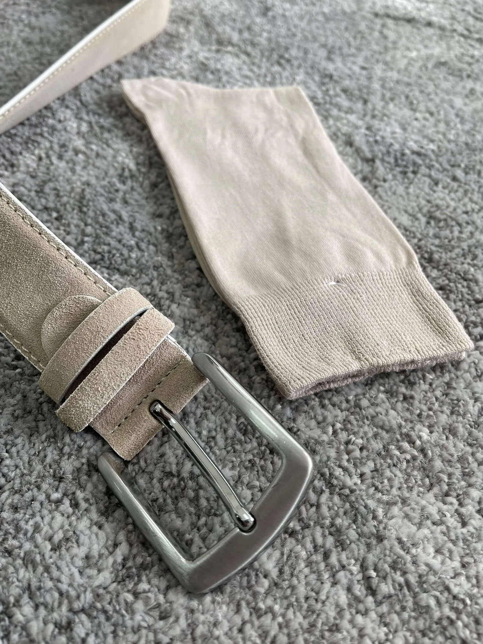 Steel Buckle Suede Beige Belt