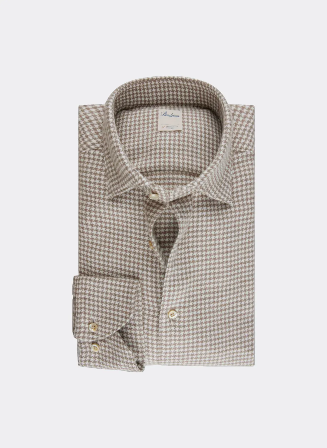 Stenströms Flannel Checked Shirt in Light Beige