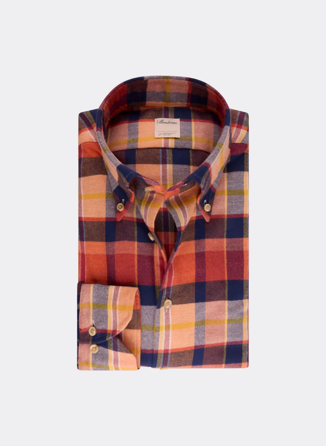 Stenströms Orange Checked Flannel Shirt