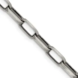 Sterling Silver Antiqued 4.8mm Elongated Open Link Chain Necklace