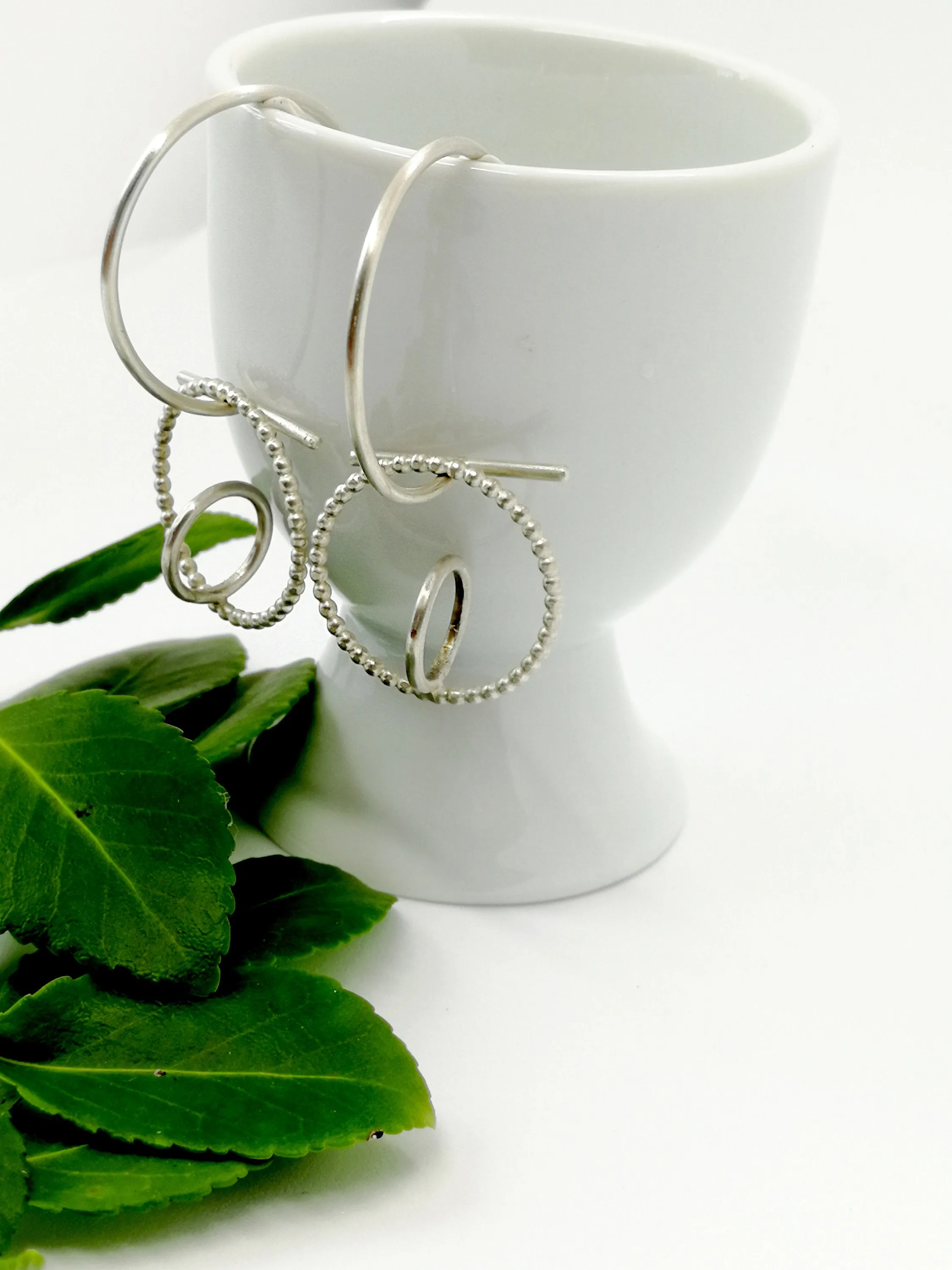 Sterling Silver Geometric Hoop Earrings