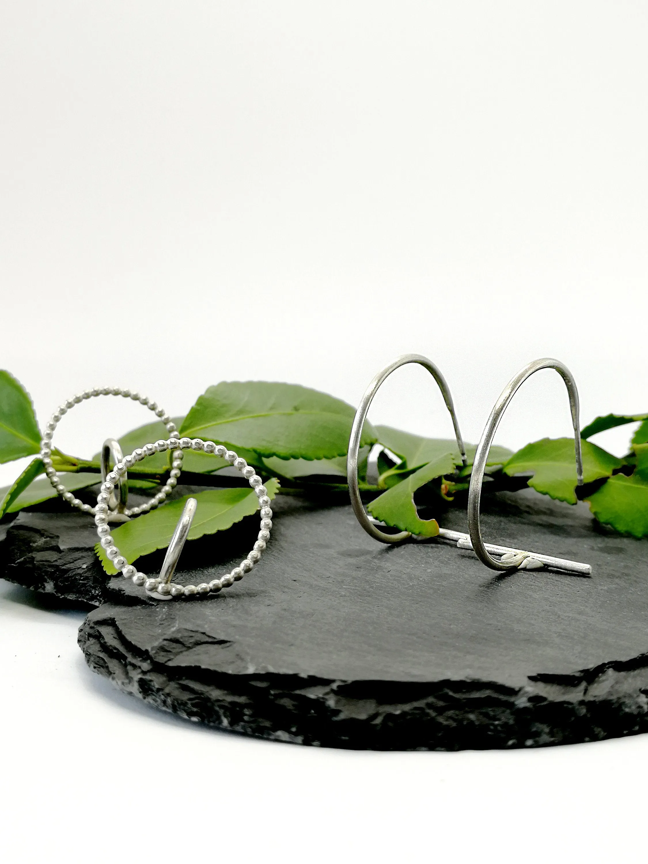 Sterling Silver Geometric Hoop Earrings