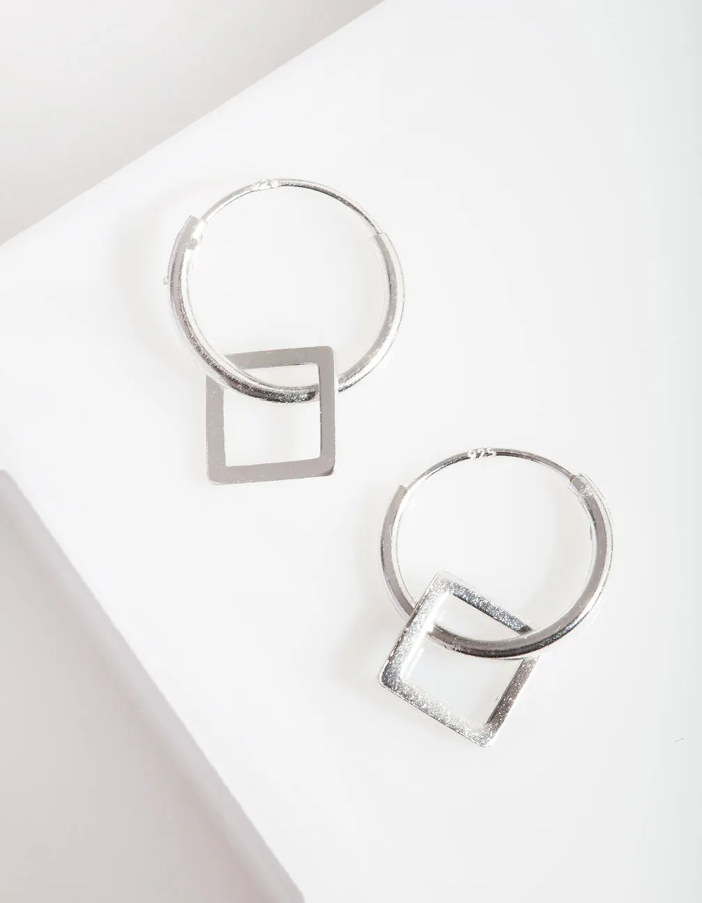 Sterling Silver Geometric Hoop Earrings