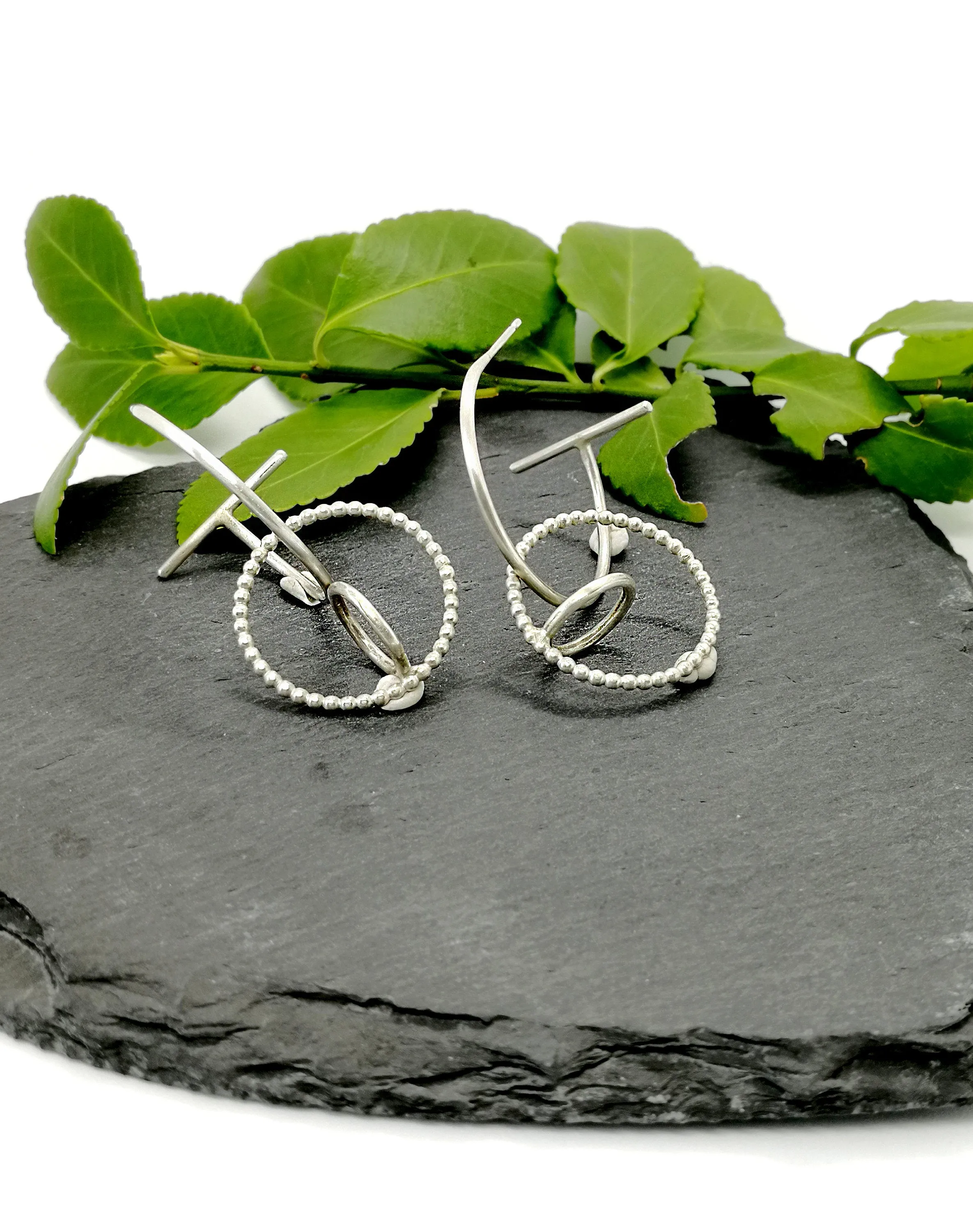 Sterling Silver Geometric Hoop Earrings