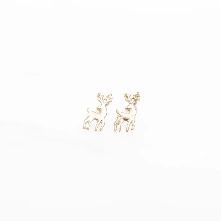 Sterling Silver Gold Reindeer Studs