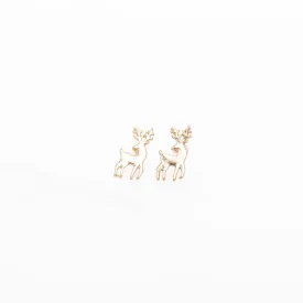 Sterling Silver Gold Reindeer Studs