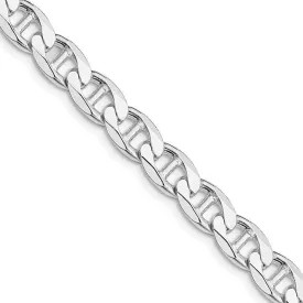 Sterling Silver Rhodium-plated 7.4mm Flat Cuban Anchor Chain Necklace